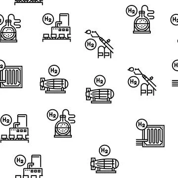 Hydrogen Industry Vector Seamless Pattern Illustrazione stock