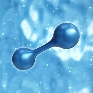 Hydrogen Molecule on blue background Illustrazione stock