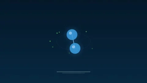 Hydrogen molecule clean fuel cerulean concept loop Stock Footage 342615026
