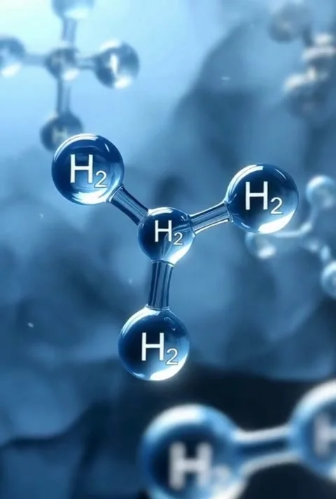 Hydrogen Molecule Structure Visualization Loop Blue Background Scientific R.. Stock Footage 320595973