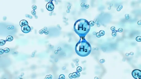 Hydrogen molecule. We move to the molecular level and fly up to the hydrogen Stock Footage 183270809