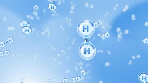 Hydrogen molecule. We move to the molecular level and fly up to the hydrogen Stock Footage 183271029