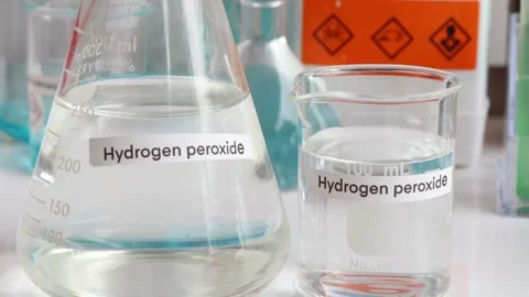 Hydrogen peroxide in glass Stock Footage 219401780