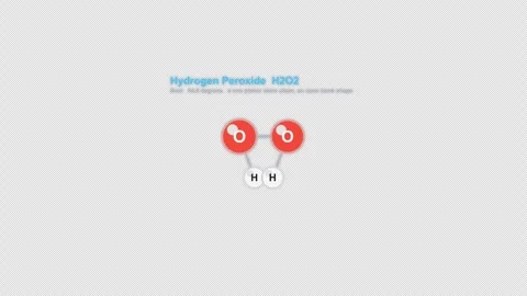 Hydrogen Peroxide H2O2 Ball And Stick Model Animation Labeled Alpha 4K Vidéo 339310654