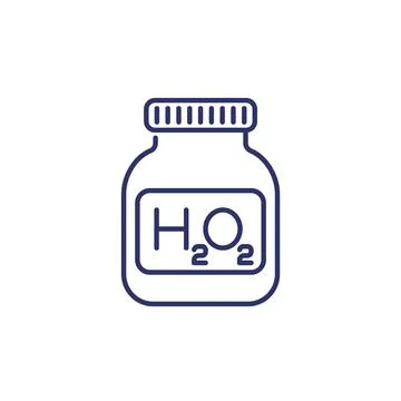 Hydrogen peroxide, h2o2 line icon on white 스톡 일러스트
