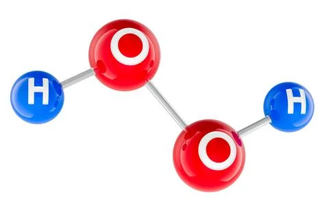 Hydrogen peroxide H2O2 molecule model, 3D rendering Stock Illustration