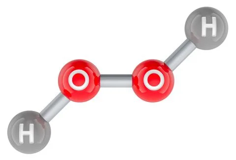 Hydrogen peroxide H2O2 molecule model. 3D rendering Stock Illustration