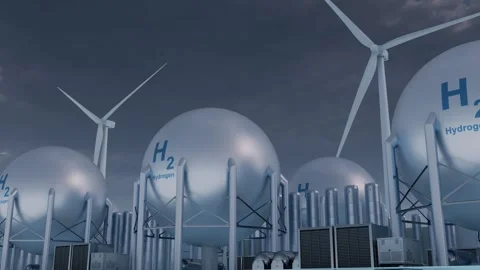 A hydrogen production. Small bloom. Glow effect. Time lapse. 3D render. Stock Footage 288979105