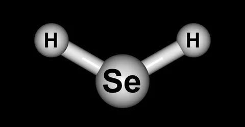 Hydrogen selenide molecular structure isolated on black Stock Illustration