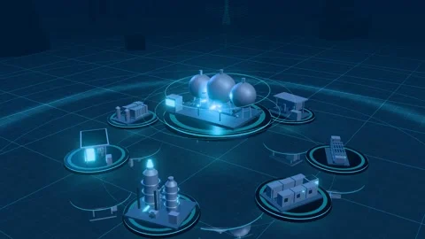 Hydrogen Storage Spheres Above Electrolyser And Refuelling Platforms 動画素材 344015396