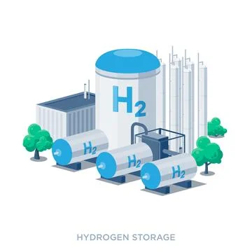 Hydrogen storage tanks facility. Stock Illustration