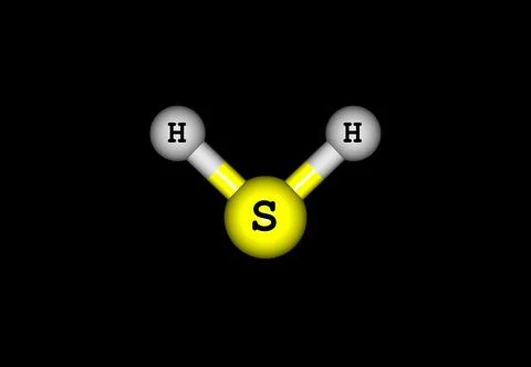 Hydrogen sulfide molecular structure isolated on black Stock Illustration