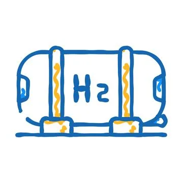 Hydrogen tanks energy icon doodle illustration Stock Illustration