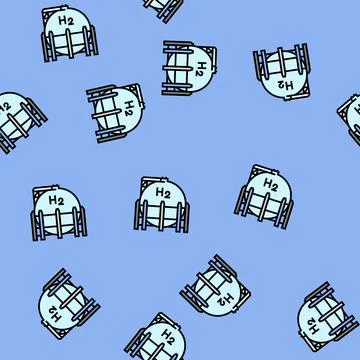 Hydrogen tanks energy vector seamless pattern Stock Illustration