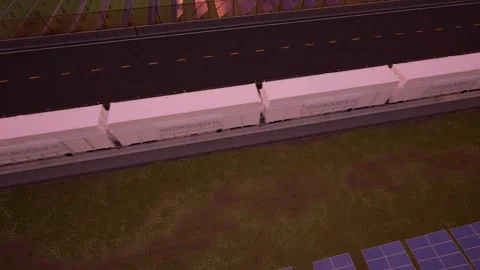 Hydrogen Train and Solar Panels: Future of Sustainable Transport Stock Footage 317544536