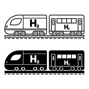 Hydrogen Train Icons. Line and Glyph Vector Illustrations. Eco-friendly Tra.. Stock Illustration