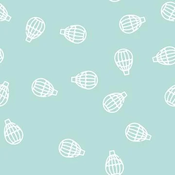 Hydrogen weather balloon line vector seamless pattern Stock Illustration