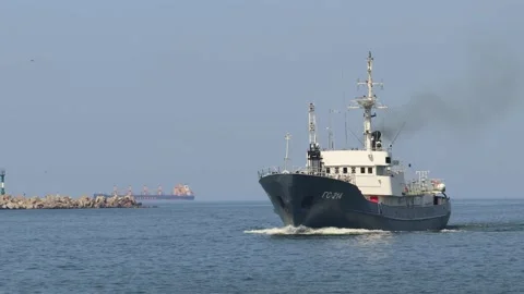 Hydrographic vessel at sea Stock Footage 221118031