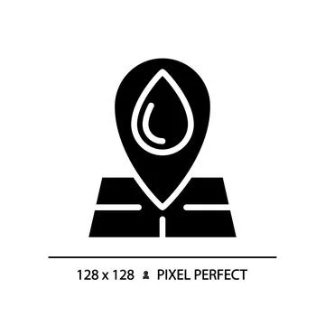 Hydrological map black glyph icon Stock Illustration
