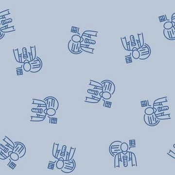 Hydrologist worker line seamless pattern 스톡 일러스트