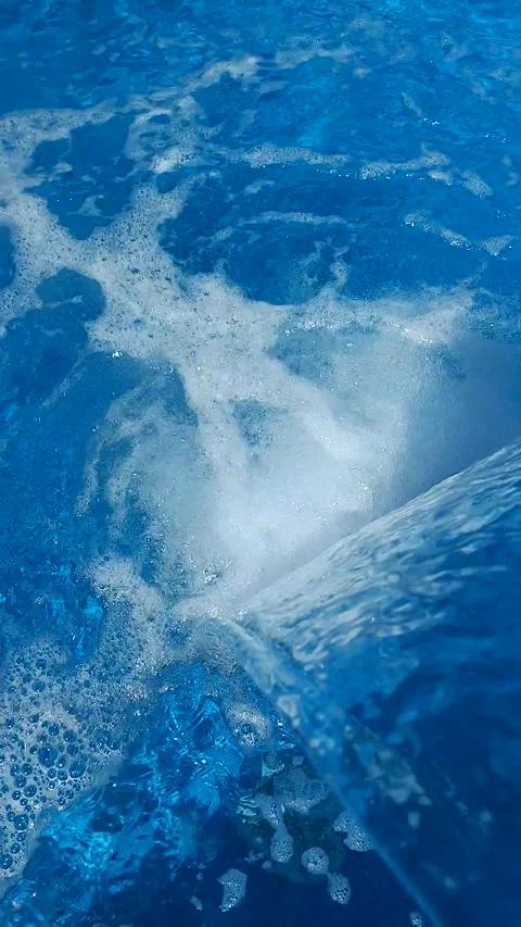 Hydromassage waterfall close up. Flow of clean transparent water in the pool Stock-Footage 329937150