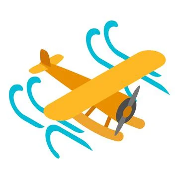 Hydroplane icon isometric vector. Single propeller seaplane flying in air flow Stock Illustration