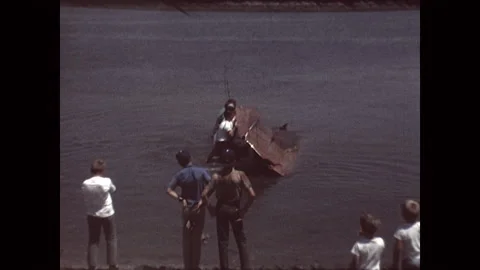 Hydroplane Swamped 1969 Stock Footage 149805300