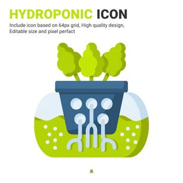 Hydroponic icon vector with flat color style isolated on white background イラスト素材