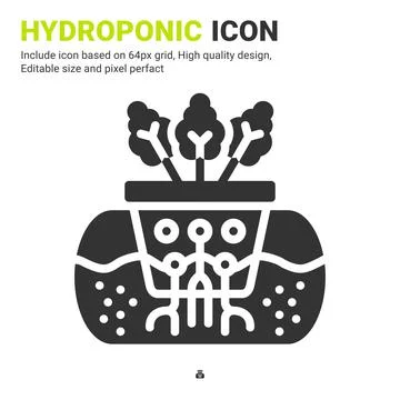 Hydroponic icon vector with glyph style isolated on white background 스톡 일러스트