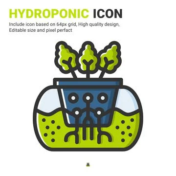 Hydroponic icon vector with outline color style isolated on white background 스톡 일러스트