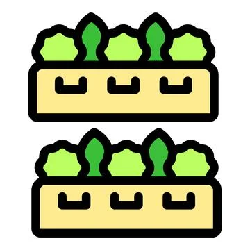 Hydroponic system growing green vegetables in stacked trays Stock Illustration