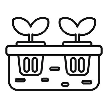 Hydroponic system growing plants icon, hydroponics plants thin line vector Stock Illustration