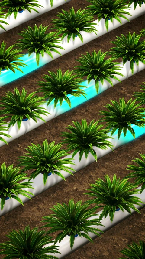 Hydroponics or Aquaponics method of growing plants Vídeo Stock 309621933