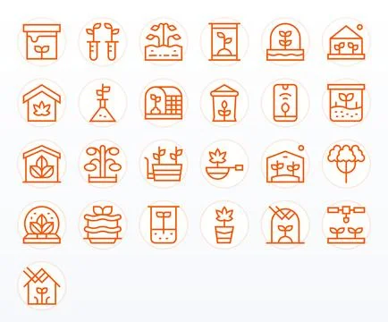 Hydroponics Professional Vector Set with 25 Regular Line Display Perfect Hi.. Stock Illustration