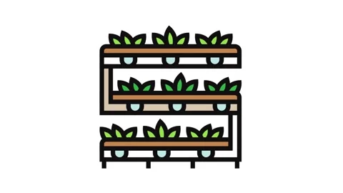 Hydroponics system agri tech color icon animation Stock Footage 326108465