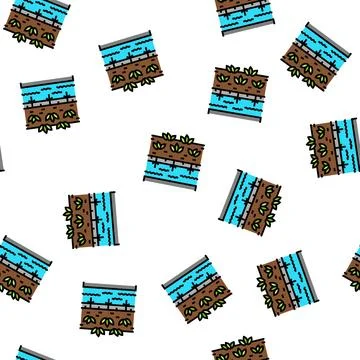 Hydroponics water system irrigation vector seamless pattern Illustrazione stock