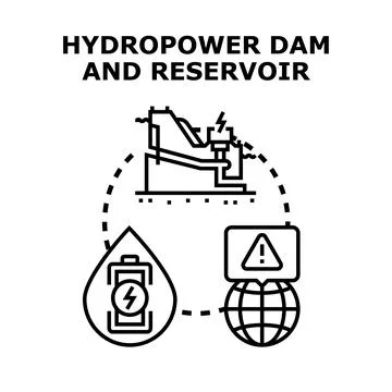 Hydropower dam generating clean electricity with global impact Ilustración de archivo