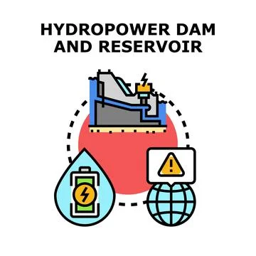 Hydropower dam generating clean electricity with global impact Ilustración de archivo