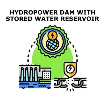 Hydropower dam generating clean energy for global sustainability Stock Illustration