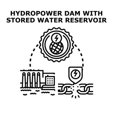 Hydropower dam generating clean energy for global sustainability Stock Illustration