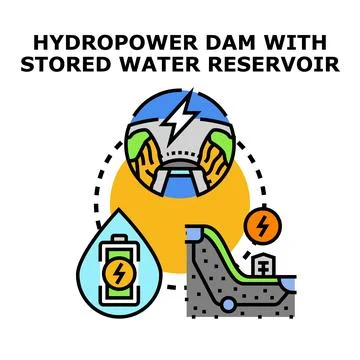 Hydropower dam generating renewable energy concept Stock Illustration