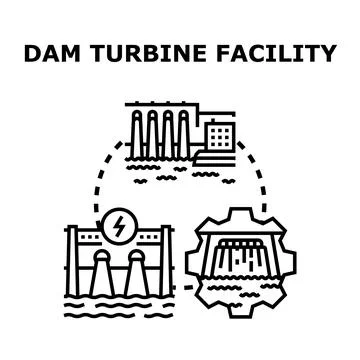 Hydropower energy power station generating electricity concept Stock Illustration