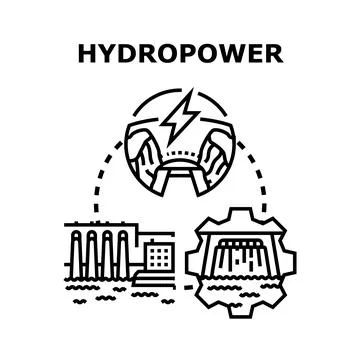 Hydropower energy scheme using water resource current Stock Illustration