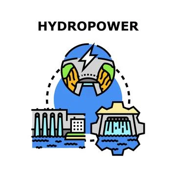 Hydropower energy scheme using water resource current Stock Illustration