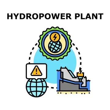 Hydropower plant generating clean energy for the world Stock Illustration