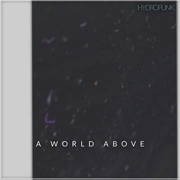 Hydropunk, a world above text and white band over starfield on night sky Ilustração Stock