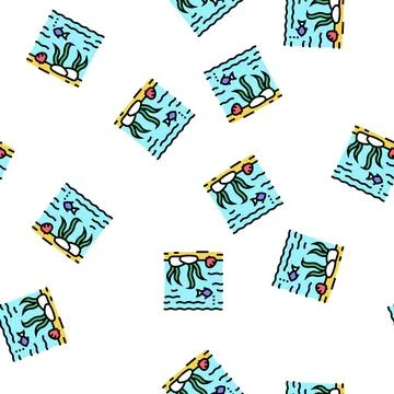 Hydrosphere ecosystem vector seamless pattern Stock Illustration