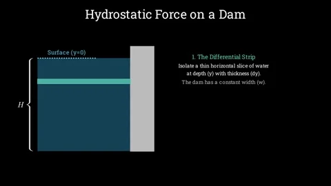 Hydrostatic force on a dam Video stock 335190592