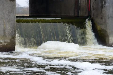 Hydrotechnical structure on river Iput in Dobrush, Gomel region, Belarus Foto stock