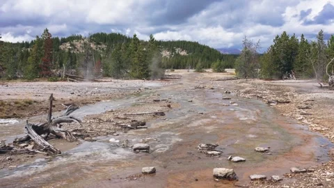 Hydrothermal River Landscape Yellowstone Wyoming Stock Footage 330302553